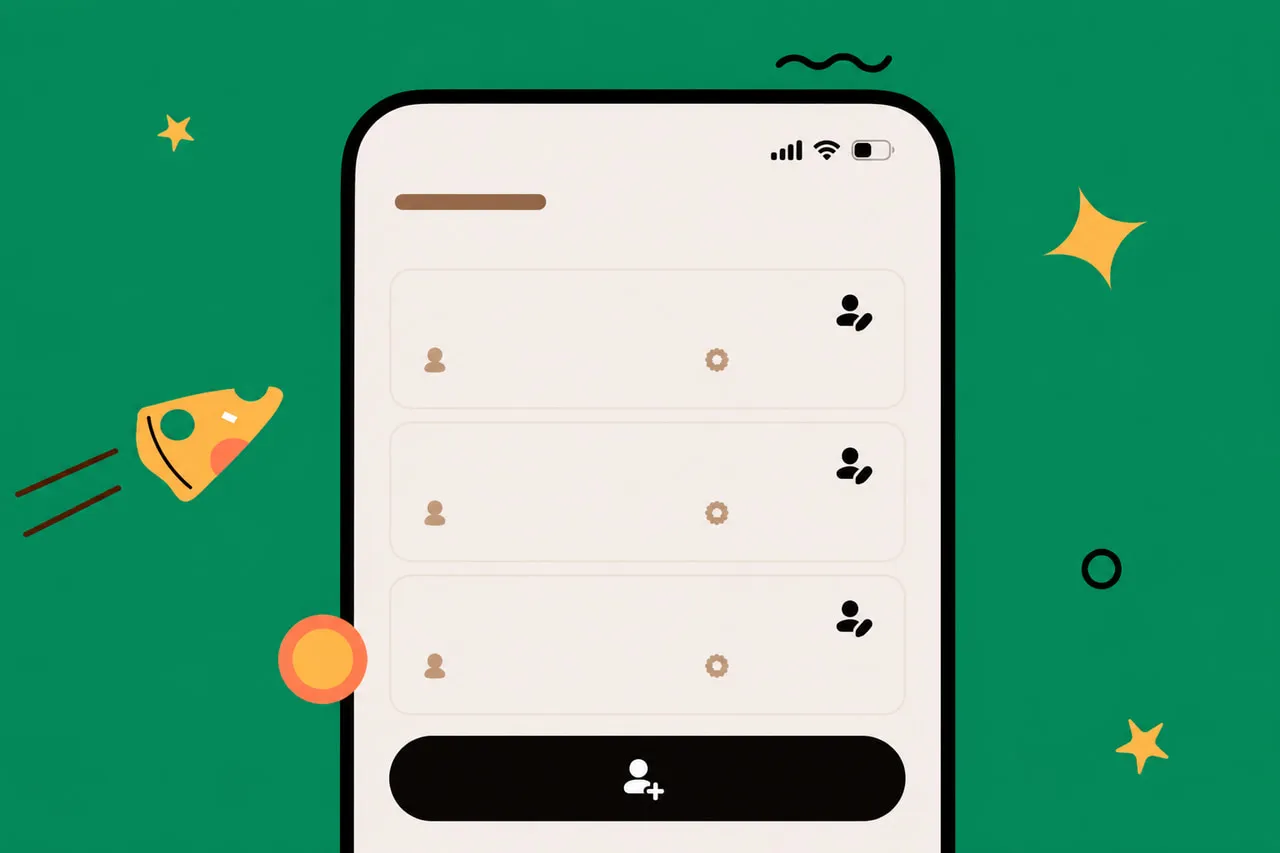 A phone showing a Tipza team list with three member cards and a button to add someone